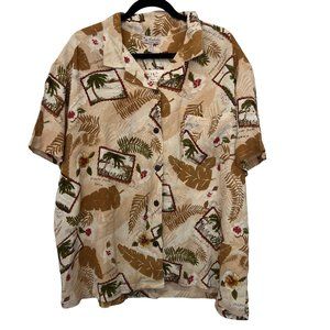 Ambika postcard short sleeve button down aloha shirt NEW NWT aloha shirt rayon v